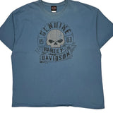 Northwoods Harley Davidson Graphic T-Shirt - 3XL Blue Cotton