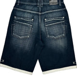 Unbranded Contrast Stitch Denim Shorts - 33W 12L Dark Wash Cotton