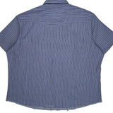 Wrangler Striped Short Sleeve Shirt - 2XL Blue Cotton Blend