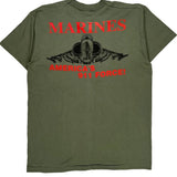 Single Stitch Marines Fruit Of The Loom Graphic T-Shirt - XL Green Cotton