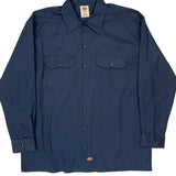 Dickies Shirt - Large Navy Cotton Blend