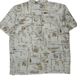 Tommy Bahama Hawaiian Shirt - Large Beige Cotton
