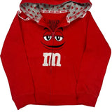 Age 4-5 M&M Cartoon Hoodie - XS Red Cotton Blend