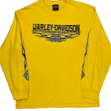 San Jose Harley Davidson Graphic Long Sleeve T-Shirt - Medium Yellow Cotton