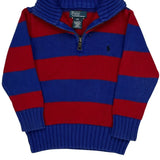 Age 3 Polo By Ralph Lauren Striped 1/4 Zip - 2XS Blue Cotton