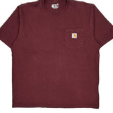 Loose Fit Carhartt T-Shirt - Large Burgundy Cotton
