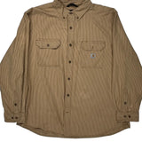 Carhartt Striped Shirt - 2XL Brown Cotton