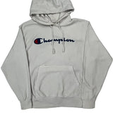 Reverse Weave Champion Spellout Hoodie - Large White Cotton