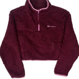 Champion Cropped Fleece 1/4 Zip - XL Burgundy Polyester