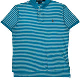 Polo By Ralph Lauren Striped Polo Shirt - Medium Blue Cotton