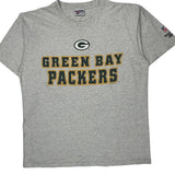 Single Stitch Green Bay Packers Reebok Football T-Shirt - XL Gray Cotton