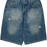 Koman Denim Shorts - 34W 11L Blue Cotton Blend