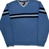 Tommy Hilfiger Striped Sweater - XL Blue Cotton