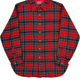 Made In USA Pendleton Checked Flannel Shirt - Large Green Virgin Wool