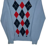 Classic Argyle Pattern Lacoste Argyle Sweater - Medium Navy Cotton