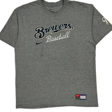 Brewers Baseball Nike Graphic T-Shirt - Large Gray Cotton