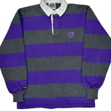 W Barbarian Striped Rugby Shirt - XL Purple Cotton