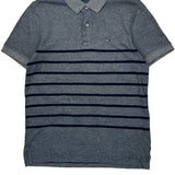 Tommy Hilfiger Striped Polo Shirt - Medium Grey Cotton