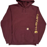 Carhartt Spellout Hoodie - Medium Burgundy Cotton