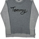 Tommy Hilfiger Spellout Sweater - Small Gray Cotton