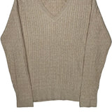 Tommy Hilfiger Cable Knit Sweater - Large Beige Cotton