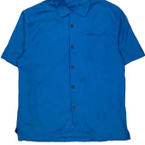 Tommy Bahama Hawaiian Shirt - Large Blue Silk