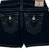 True Religion Contrast Stitch Denim Shorts - 25W US 0 Dark Wash Cotton