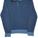 Polo By Ralph Lauren Striped 1/4 Zip - XL Blue Cotton