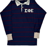 Greek Letters Unbranded Striped Rugby Shirt - Small White Cotton