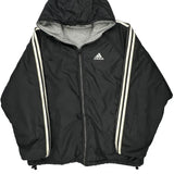 Adidas Striped Jacket - Large Black Polyester