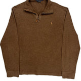 Polo By Ralph Lauren 1/4 Zip - Large Brown Cotton