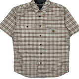 Carhartt Checked Short Sleeve Shirt - Large Cream Cotton