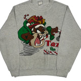 Taz The Season Looney Tunes Christmas Sweatshirt - Large Grey Cotton