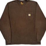 Carhartt Long Sleeve T-Shirt - Large Brown Cotton
