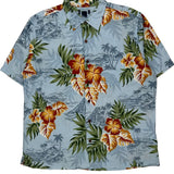 Unbranded Floral Hawaiian Shirt - Large Blue Cotton