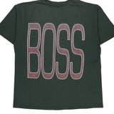 Single Stitch Boss Spellout T-Shirt - XL Green Cotton