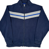 Russell Athletic Striped Zip Up - Large Navy Cotton