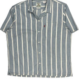 Levis Striped Short Sleeve Shirt - Large Blue Cotton