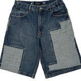 Patchwork Sean John Baggy Denim Shorts - 30W 12L Light Wash Cotton