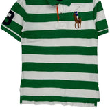 Age 10-12 Polo By Ralph Lauren Striped Polo Shirt - Medium Green Cotton