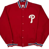 Phillies Majestic Mlb Baseball Jacket - Medium Red Polyester