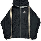 Adidas Striped Jacket - XL Black Polyester