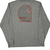 Built Tough Since 1889 Carhartt Graphic Long Sleeve T-Shirt - Large Gray Cotton