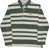 Lacoste Striped Rugby Shirt - Large Green Cotton