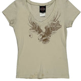 Ride Free Harley Davidson Graphic T-Shirt - Small Beige Cotton