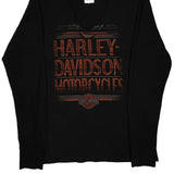 Harley Davidson Graphic Long Sleeve T-Shirt - Large Black Cotton