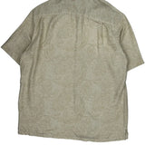 Tasso Elba Floral Short Sleeve Shirt - Large Beige Silk Blend