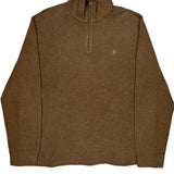 Polo By Ralph Lauren 1/4 Zip - Large Brown Cotton