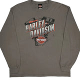 Whiskey Row Harley Davidson Graphic Long Sleeve T-Shirt - XL Gray Cotton