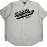 Genuine Motorclothes Harley Davidson Spellout Short Sleeve Shirt - 2XL White Cotton